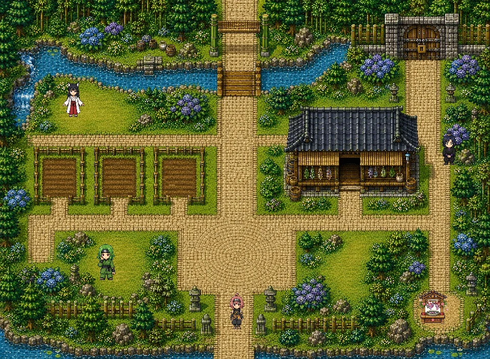 夏の里（風魔の里）のゲーム画面